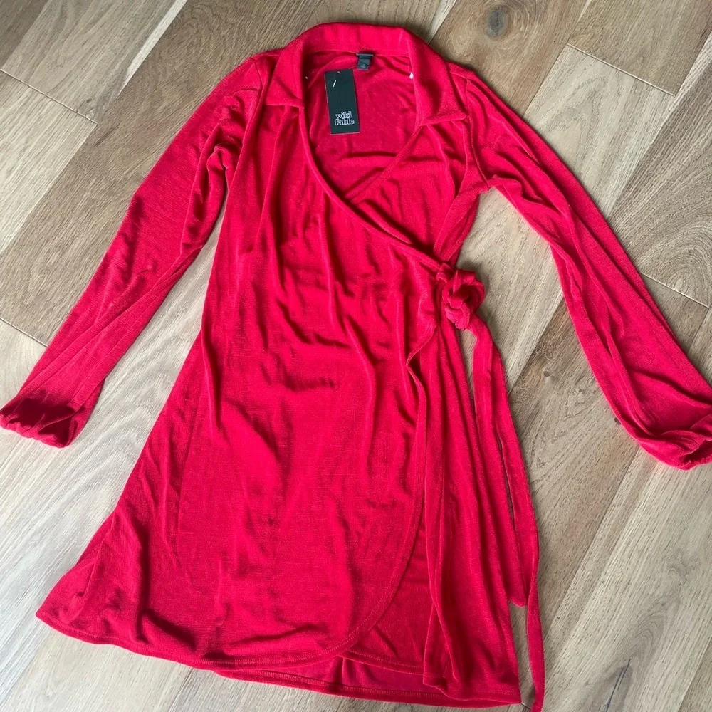 Wild Fable red wrap mini dress XS - Picture 2 of 6